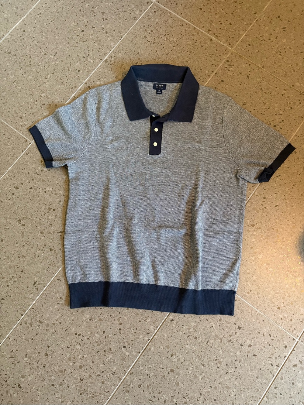 J.Crew Navy Trim Blue Knit Polo
